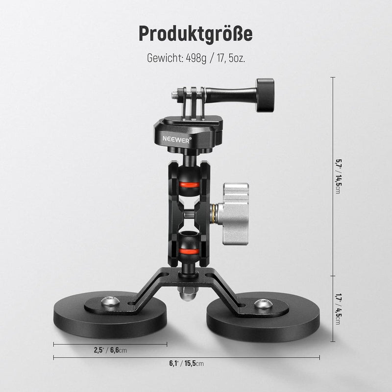 NEEWER Magnetische Action Kamera Halterung mit Dual 1/4 "Ball Head Magischer Gelenkarm, Powerful Att