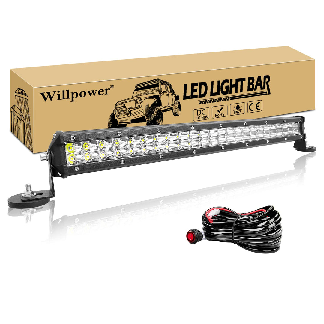 Willpower Led Arbeitsscheinwerfer Bar Traktor 20 Zoll 144W + Magnet Halterungen + Kabelbaum Led Sche