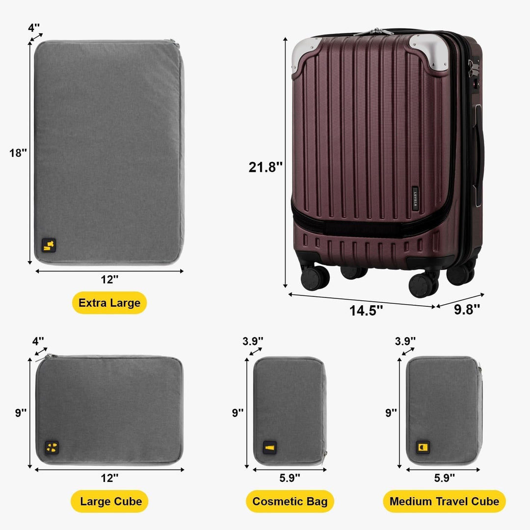 LEVEL8 Koffer Trolleys Handgepäck Hartschalenkoffer Rollkoffer Reisekoffer, TSA Rot (Organizer-Set)3