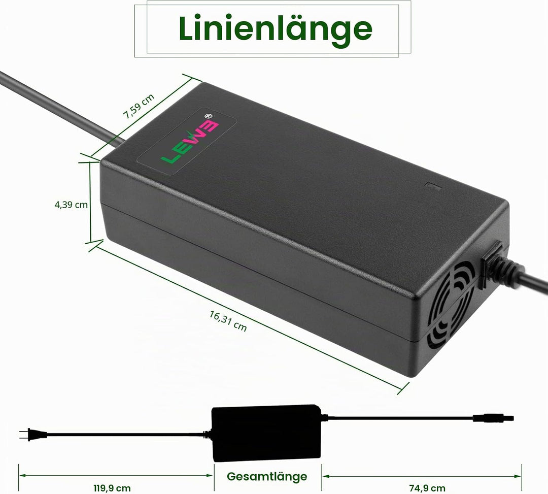 Labtec 54,6V 48V 2A Ladegerät Ladekabel für 48V 2A 13S Li-on Akkus E-Bike Elektrofahrrad Pedelec Hov