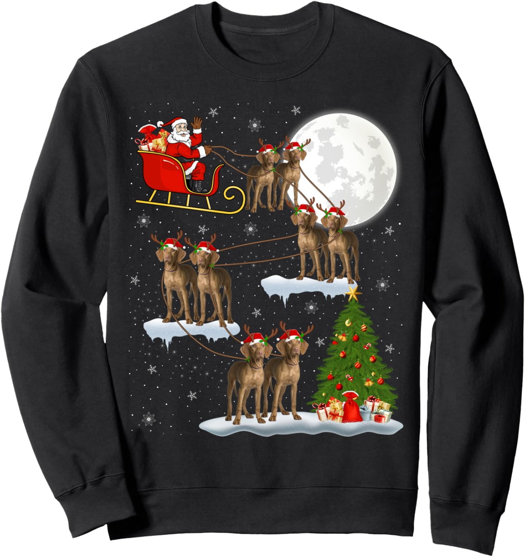 Lustiger Weihnachtsbaum, Weihnachtsmann, der Vizsla Weihnachten reitet Sweatshirt