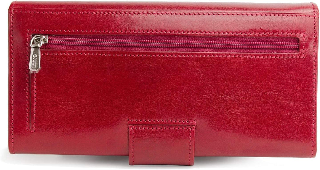 GIUDI ® Geldbörse Damen Leder Rot Clutch Abendtasche Gross Mit Vielen Fächern Echtleder Portemonnaie