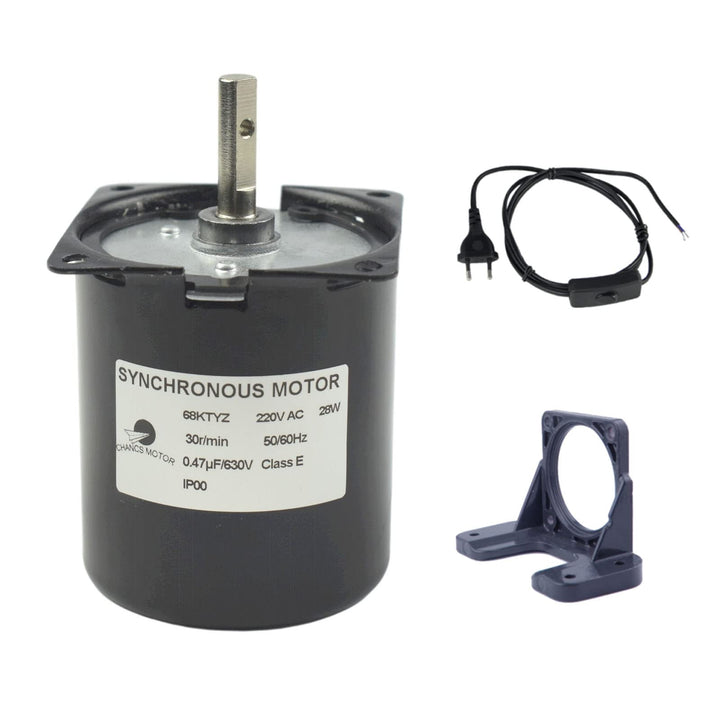 CHANCS Barbecue mit hohem Drehmoment 68KTYZ 220V 30RPM CW/CCW Motor-Montagehalterung Schwarz Schalte
