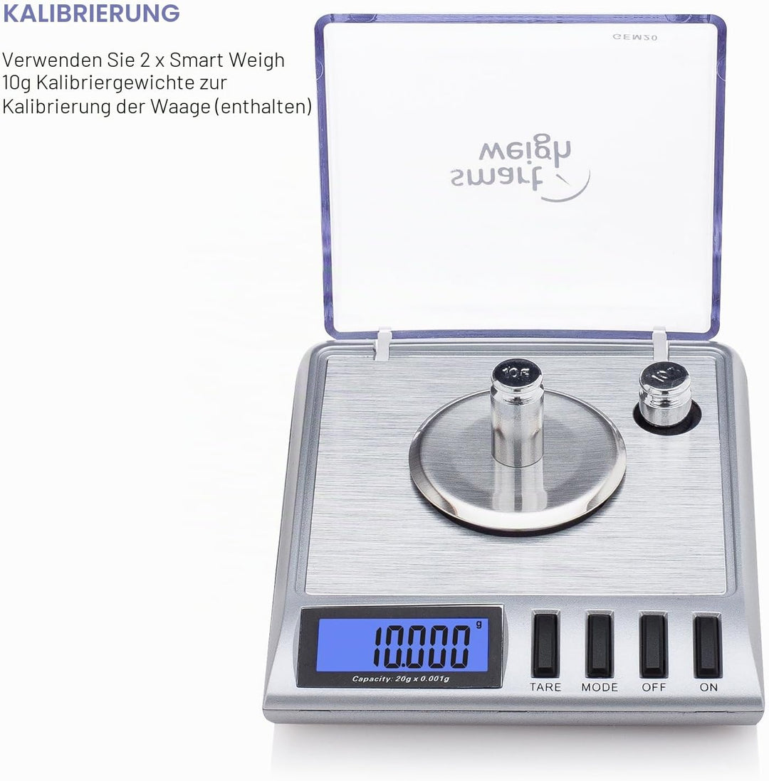 Smart Weigh Digitale Taschenwaage, Feinwaage, Goldwaage, 20 x 0,001 g, Mit Tara-Funktion, Kalibrierg