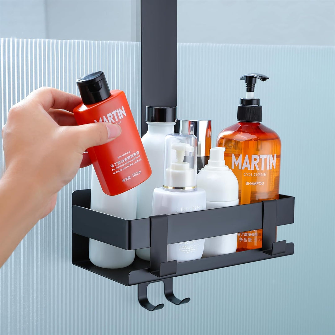 Cooeco Duschablage zum Hängen Schwarz - Duschkorb zum Hängen Edelstahl, Ablage Dusche zum Einhängen