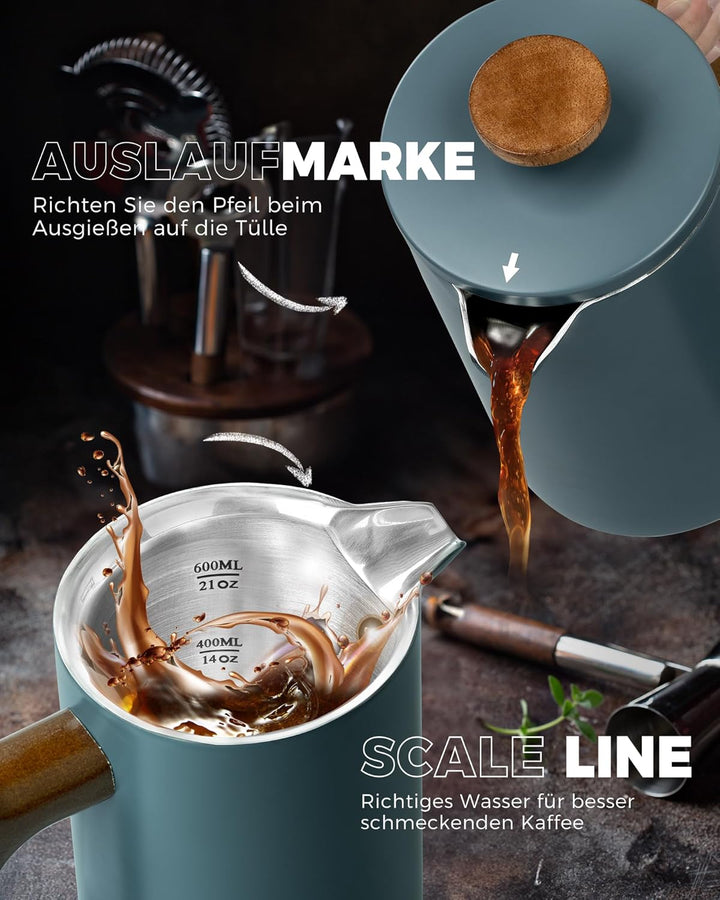 Poliviar French Press Kaffeebereiter 600 ml/21oz, Doppelwandige Isolierte Kaffeekanne und Teebereite