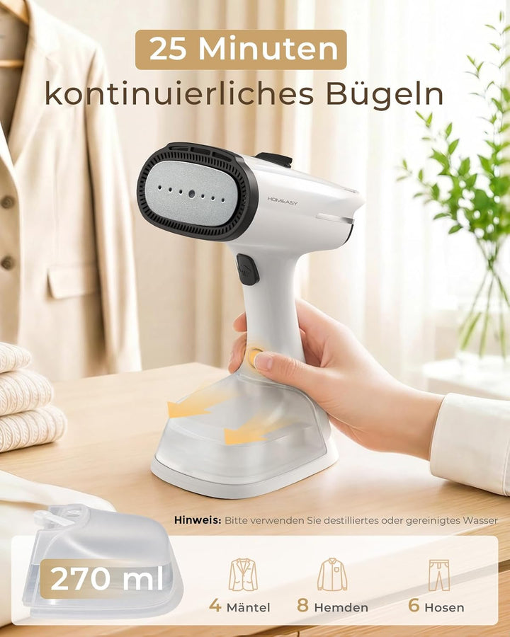 HOMEASY Dampfglätter mit Saugfunktion für Kleidung 6000Pa Vakuum Technologie 25s Schnellaufheizung 2