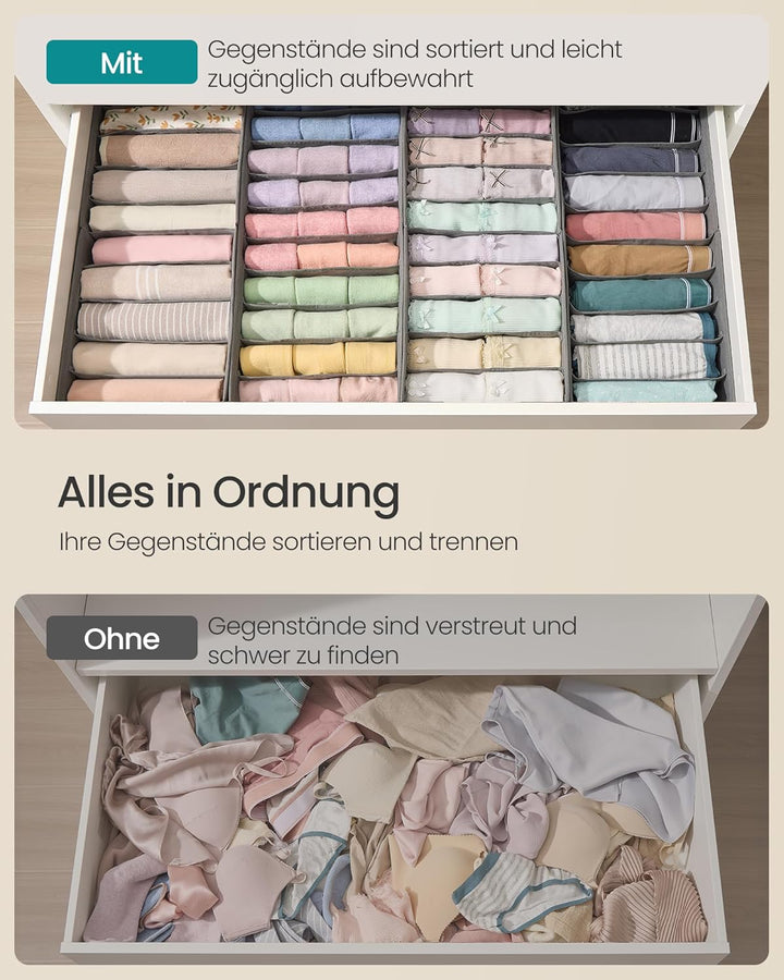 SONGMICS Unterwäsche-Organizer 4er Set, Schubladen-Organizer für IKEA PAX Kleiderschrank, mit Trennw