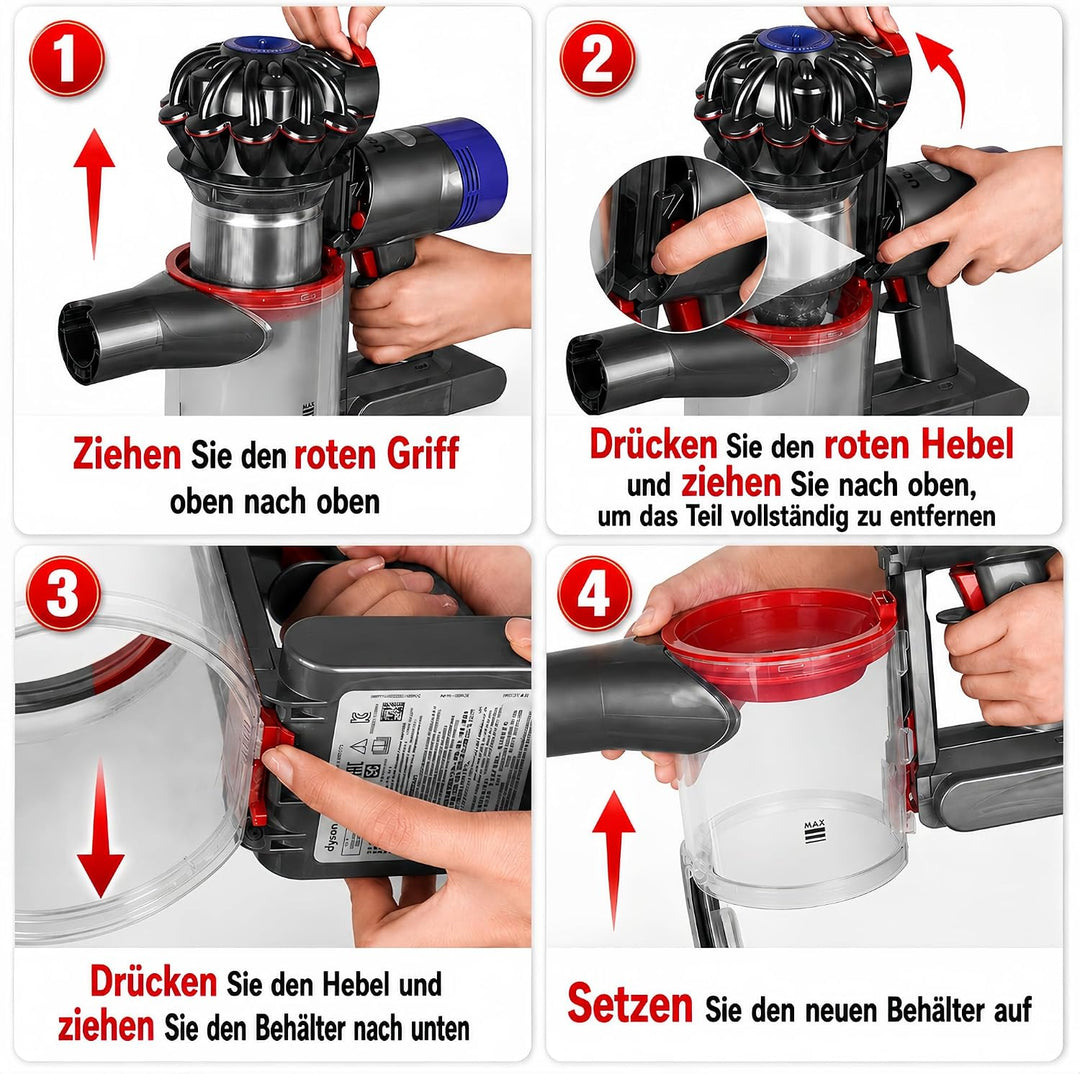 Verbesserter Staubbehälter Ersatz für Dyson V7 V8 SV10 SV11 Staubsauger – 0,54 l grosser Schmutzkani