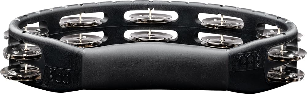 Meinl Percussion HTMT1BK Tambourine (ABS-Plastik) mit vernickelten Stahlschellen (2-reihig) Handmode