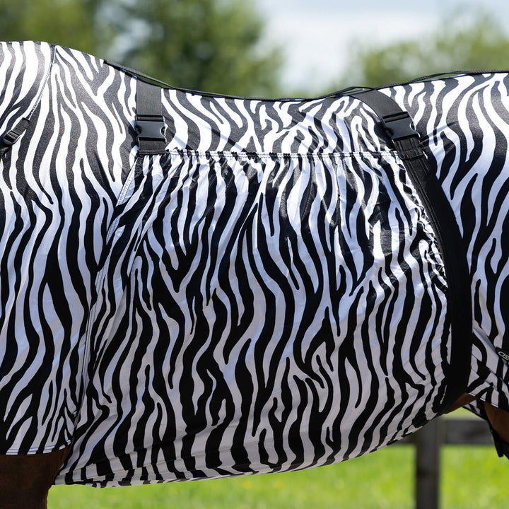 QHP Ekzemdecke mit Hals und abnehmbarem Bauchlatz (145 cm, Zebra) 145 cm zebra, 145 cm zebra