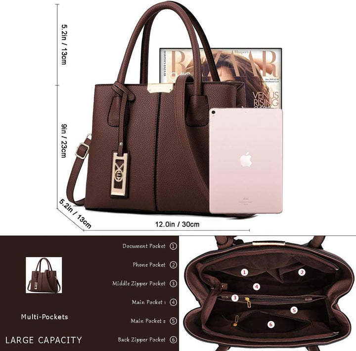 COCIFER Geldbörsen und Handtaschen für Damen, Schultertasche, Tragegriff, Satchel D Kaffee, D Kaffee