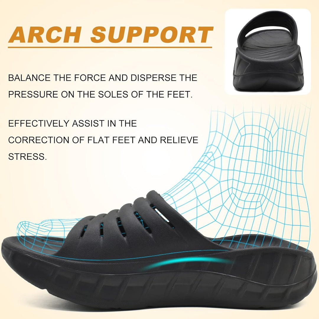 KuaiLu Recovery Sandalen Herren mit Bequeme Plantarfasziitis Arch Support, Orthopädische Männer Leic