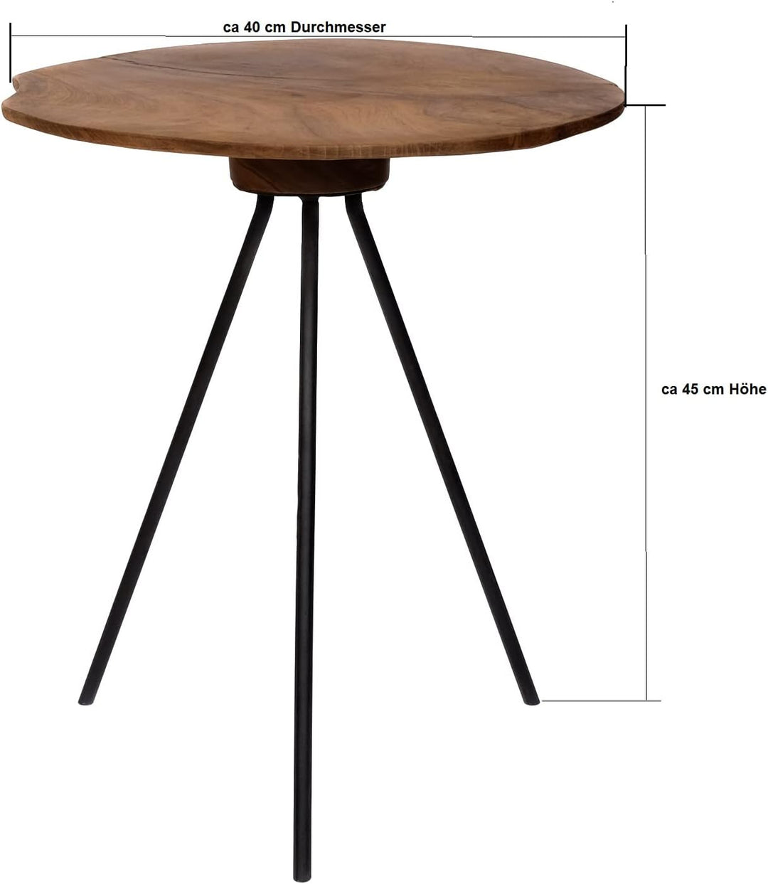 Brillibrum Design | Beistelltisch Teakholz rund | Handmade | couchtisch rund | Teakholz Metall Beist