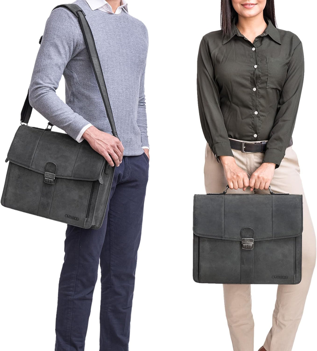 STILORD 'Havanna' Leder Businesstasche A4 Gross Klassische Aktentasche Arbeitstasche Abnehmbarer Sch