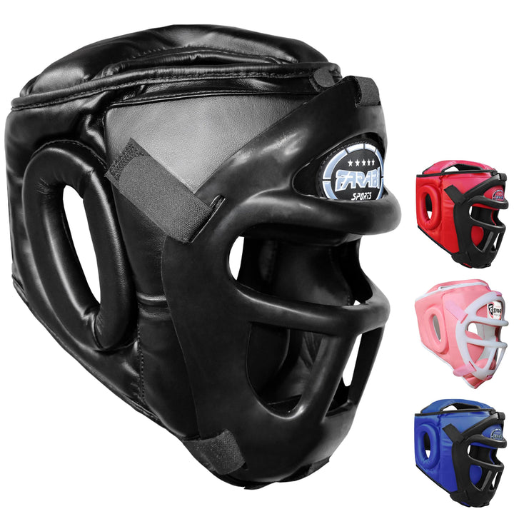 Farabi Sports Kopfschutz Frontbügel Grillschutz Krav MAGA Kickboxen Kopfschutz, Schwarz