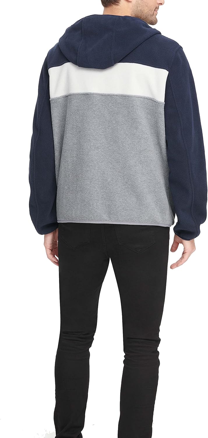Tommy Hilfiger Herren Performance Fleecejacke mit Kapuze Fleecejacke 3XL Marineblau/Weiss/Hellgrau,