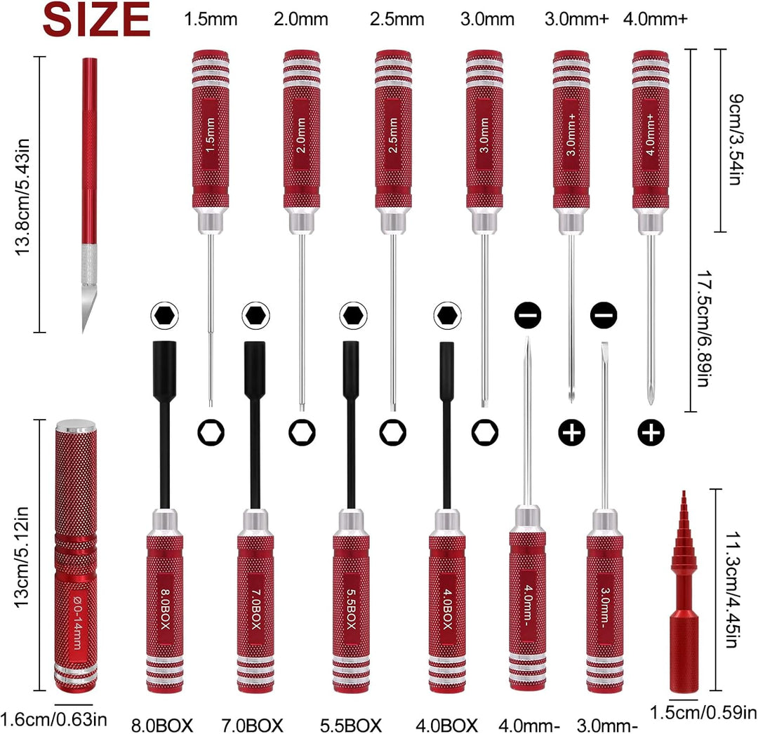 19 in 1 RC Werkzeugsatz, RC Schraubendreher Tools Set Sechskant Sechskantmutter Kreuzschraubendreher