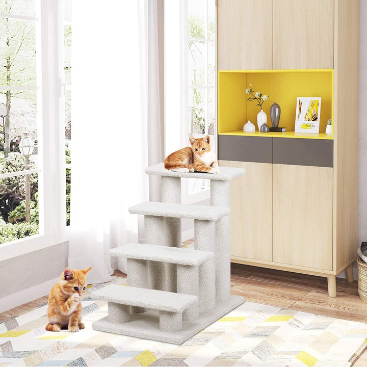 GOPLUS Tiertreppe Beige, Haustiertreppe Katzentreppe Hundetreppe Kletterbaum Katzenkratzbaum Spielba