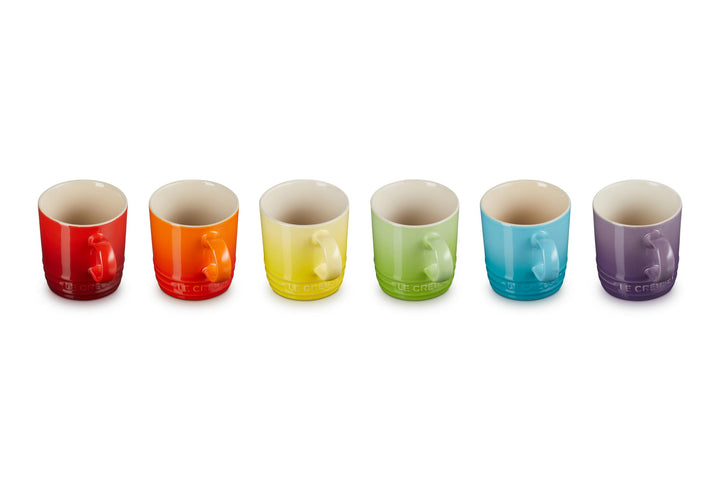 Le Creuset 6er-Set Espressotassen aus Steinzeug, 100 ml, Regenbogen, 79114108359030 Rainbow 100 ml 6