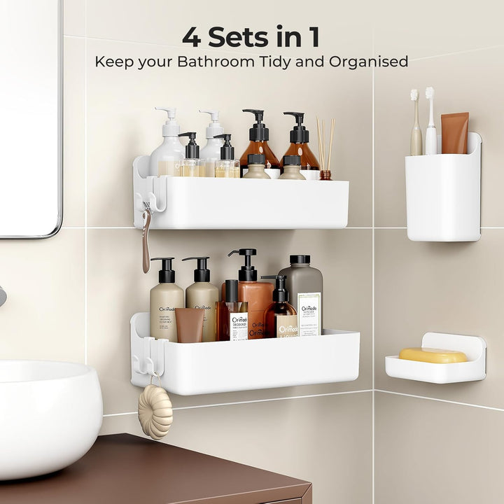 Orimade Duschablage ohne Bohren-Duschregal 4 Stück,Shampoo Halterung für Dusche Grosse Kapazität,Bad