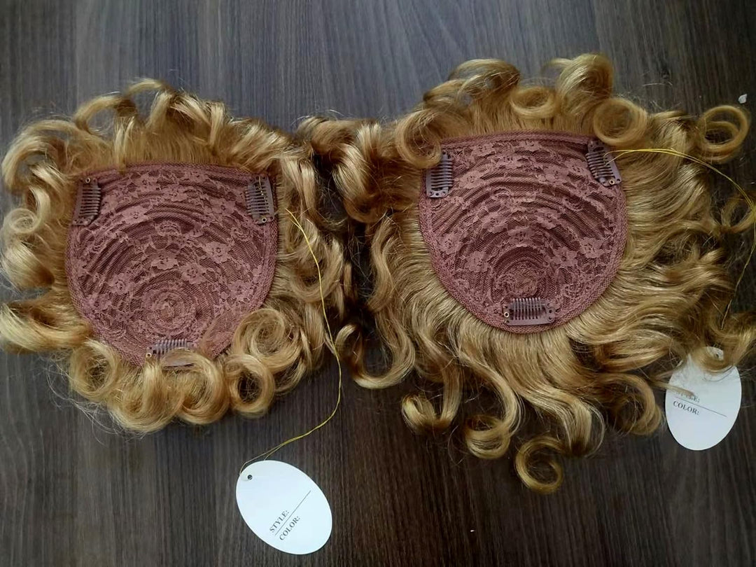 EREE HAIR Kurzer, gelockter Echthaar-Topper, 11,9 x 12,7 cm, Haarteil für dünner werdendes Haar (Erd