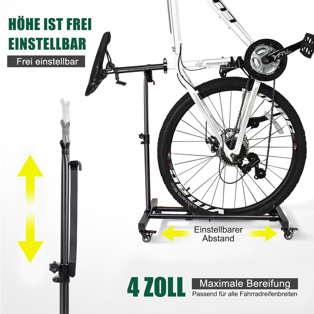 Mimoke Vertikaler Fahrradständer - Freistehender Fahrrad Bodenständer mit Feststellbaren Rädern, Höh