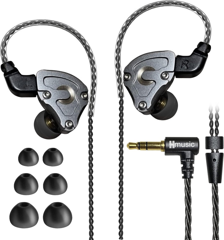 Hmusic IEM Kopfhörer, HiFi Kabelgebundene Kopfhörer, Hi-Res Verlustfrei DD+BA Treiber In-Ohr-Kopfhör
