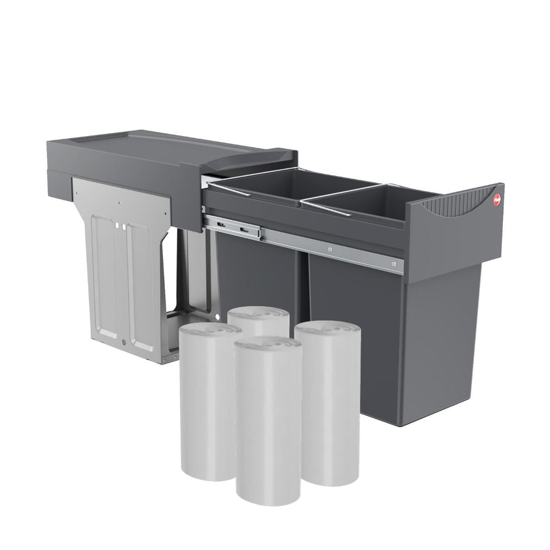 Hailo Abfallsammler TA Swing 3666104 | Einbau-Mülleimer 2x15L | Tandem Mülltrennsystem für Küchenunt