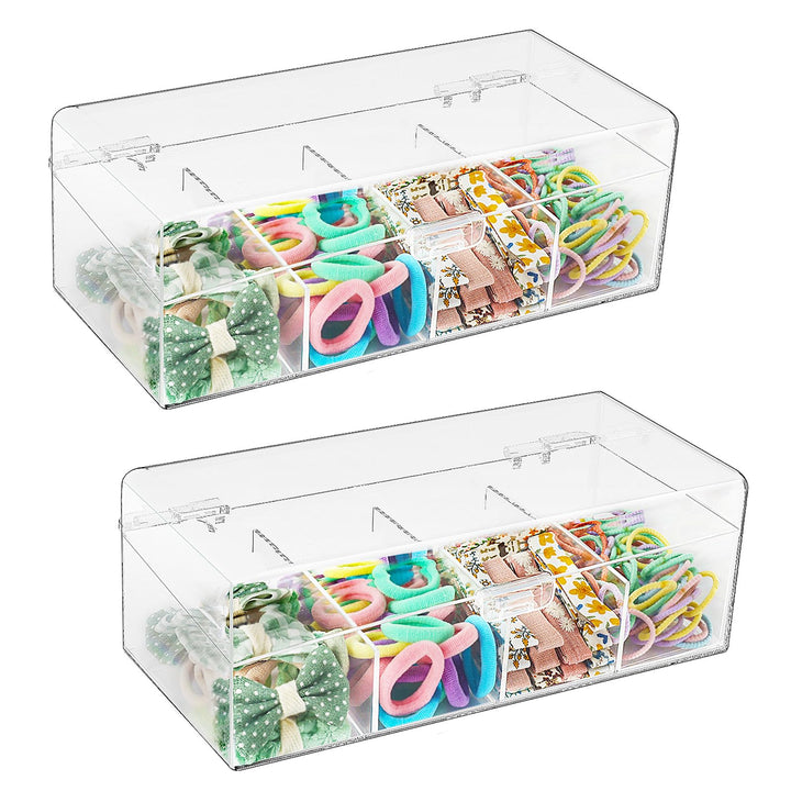 JessLab Haarschmuck Organizer für Mädchen, Acryl-behälter mit Fächern für Haargummis, Spangen und Sc