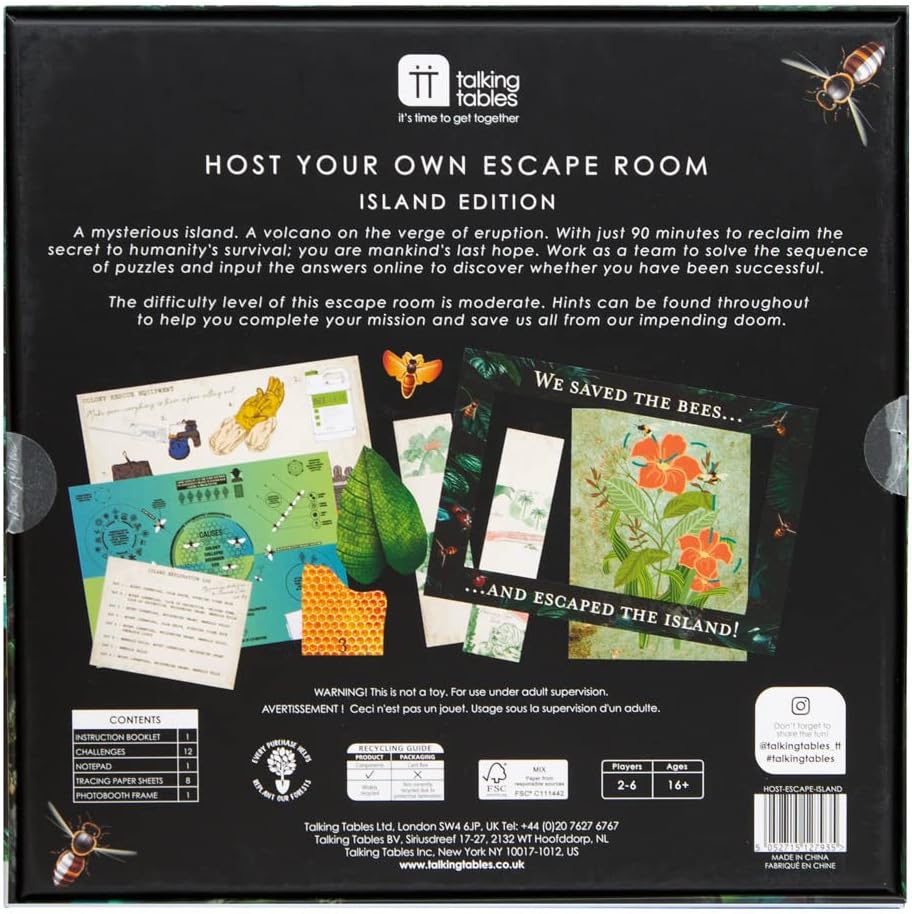 Talking Tables Das Insel-Escape-Room-Spiel für Erwachsene Teenager | Löse einzigartige Rätsel und Co