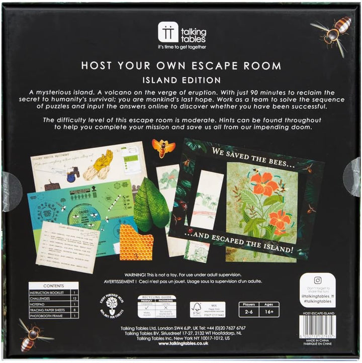 Talking Tables Das Insel-Escape-Room-Spiel für Erwachsene Teenager | Löse einzigartige Rätsel und Co