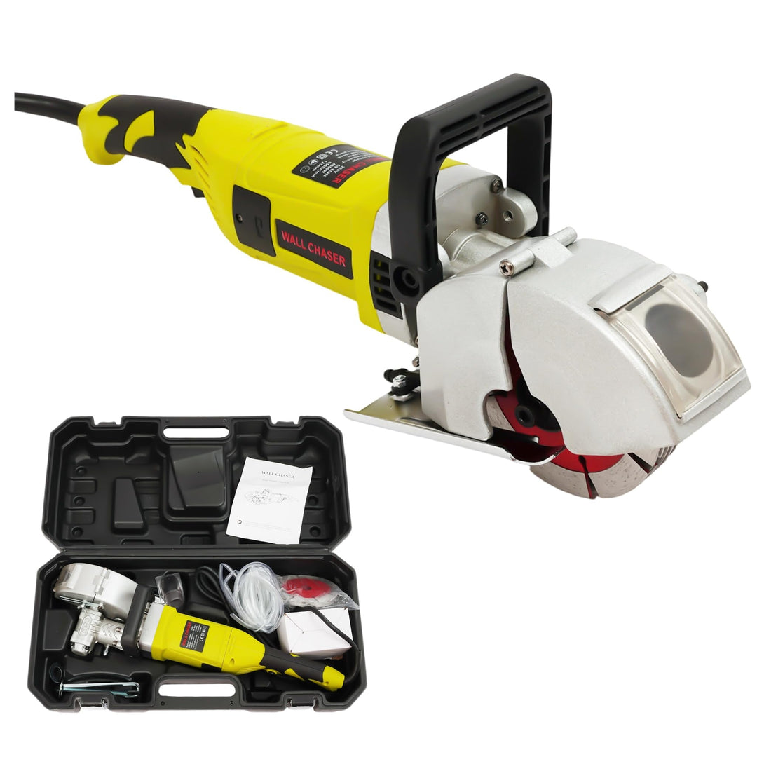 4000W Elektrische Mauernutfräse, Staubfreie Nutenfräsmaschine mit 5 Sägeblatt & 360° Schneiden, Wand