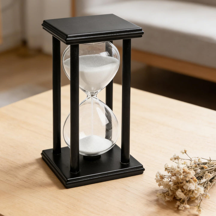Sanduhr Timer 60 Minuten, 20x10cm Dekorative Sanduhr mit Schwarzer Holzrahmen, Grosse Sanduhrs aus H