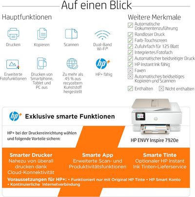 HP Envy Inspire 7920e Multifunktionsdrucker, Tintenstrahldrucker, 6 Monate gratis drucken mit HP Ins