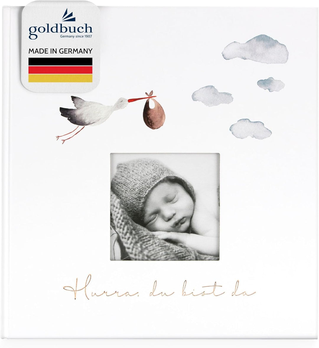 goldbuch 15 474 Babyalbum Hurra - Du bist da!, Babybuch 30 x 31 x 4 cm, Foto Album, 58 weisse Blanko