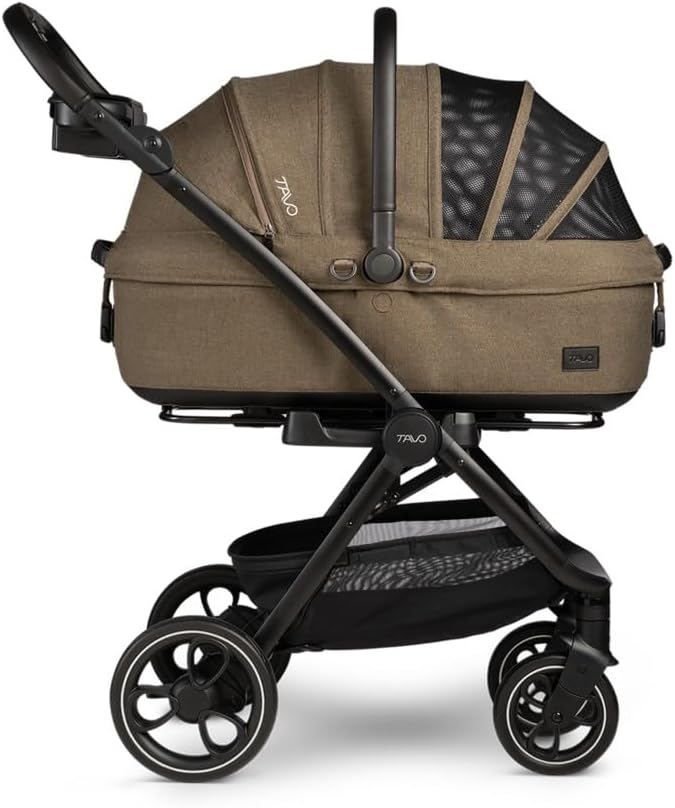 Tavo Maeve Medium Rigid‑Griff Haustier‑Autositz mit ISOFIX‑Bodenplatte, 2 Matratzenauflagen, Geeigne