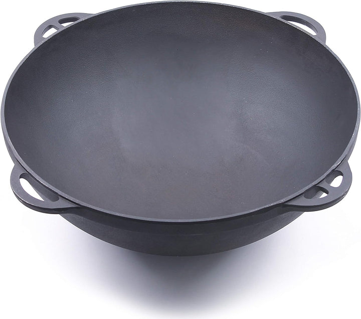 SYTON Gusseisen Kessel Bräter Schmortopf Wok Gulaschkessel Asiatische Kasan Kazan (8 Liter mit Decke