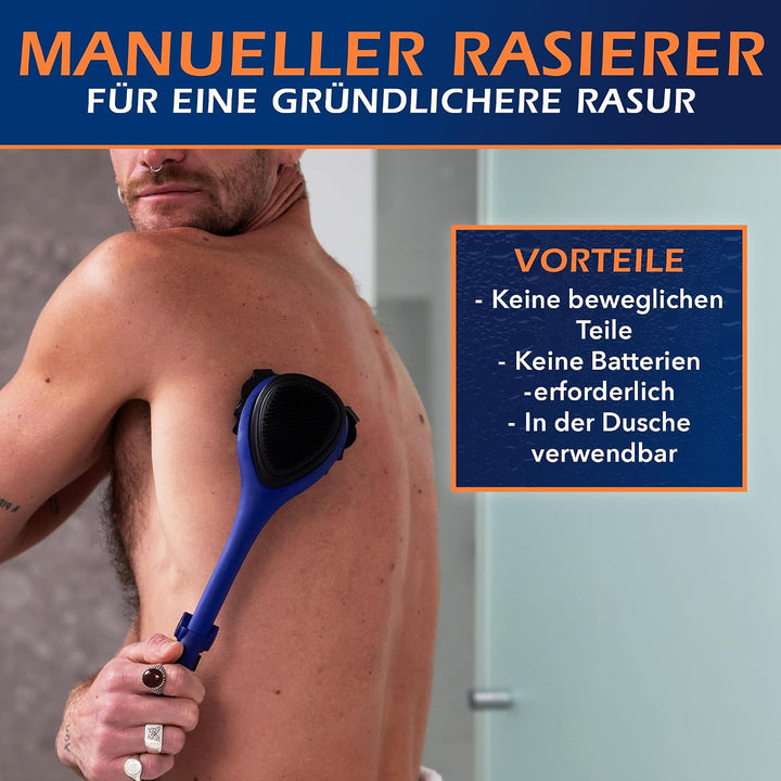 baKblade 2.0 Elite Plus Rückenrasierer Herren - Ergonomischer Rückenhaarentferner für Männer - Brust