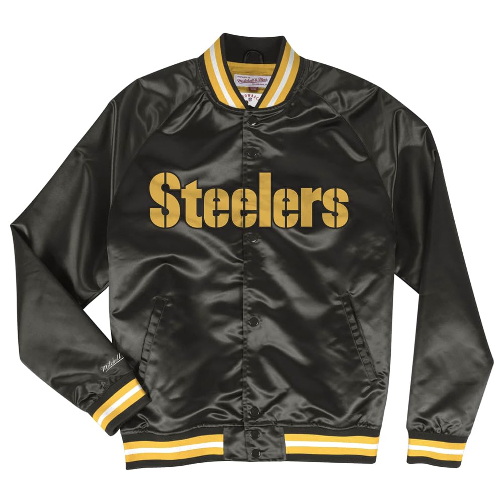 Mitchell & Ness NFL Lightweight Satin Jacket Pittsburgh Steelers, Schwarz M, Pittsburgh Steelers, Sc