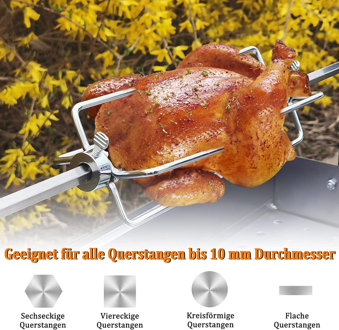 NAIZY Fleischklammer für Drehspiess Zubehör 2er Set Rostfrei Edelstahl Fleischnadel mit Feststellsch