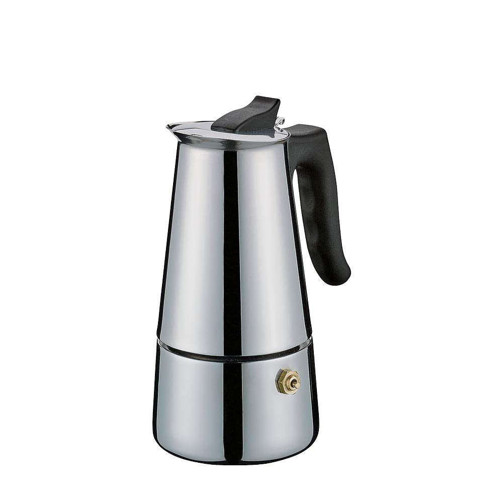 Cilio Espressokocher ADRIANA mit Planboden , Kaffeekocher Edelstahl , Für alle Herdarten geeignet ,