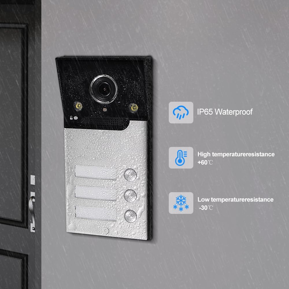 QTTYELOK WiFi Video Türtelefon Intercom-System 1080P HD-Videotürklingel Kamera mit 3PCS Verdrahtet 7