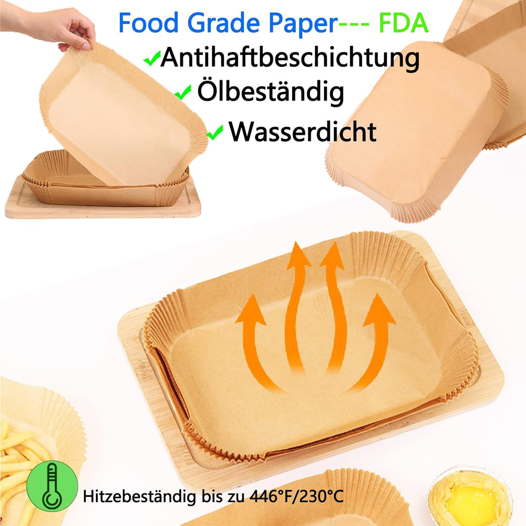 Backpapier für Ninja Heissluftfritteuse, 200 Stück 22cm Airfryer Backpapier für Dual Zone, Air Fryer