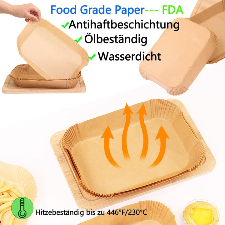 Backpapier für Ninja Heissluftfritteuse, 200 Stück 22cm Airfryer Backpapier für Dual Zone, Air Fryer