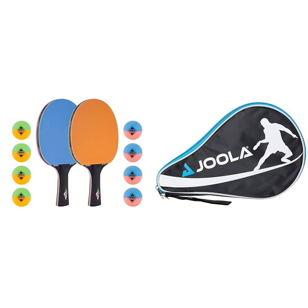 JOOLA Tischtennis-Set COLORATO Bestehend aus 2 Tischtennisschläger + 8 Bunte Tischtennisbälle &amp; Tisc