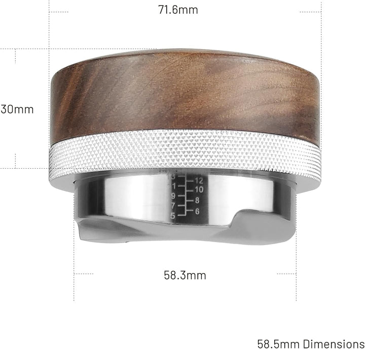 NOTSEK Espresso Distributor 58mm, Walnuss Höhenverstellbar Coffee Distributor für Kaffee Siebträger,
