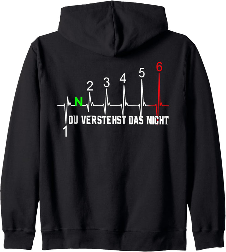 Motorrad Herzschlag mit Spruch Du verstehst das nicht Kapuzenjacke