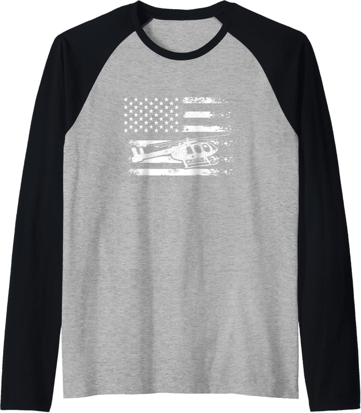 Retro Helikopter Heli - Vintage Hubschrauber Pilot Raglan