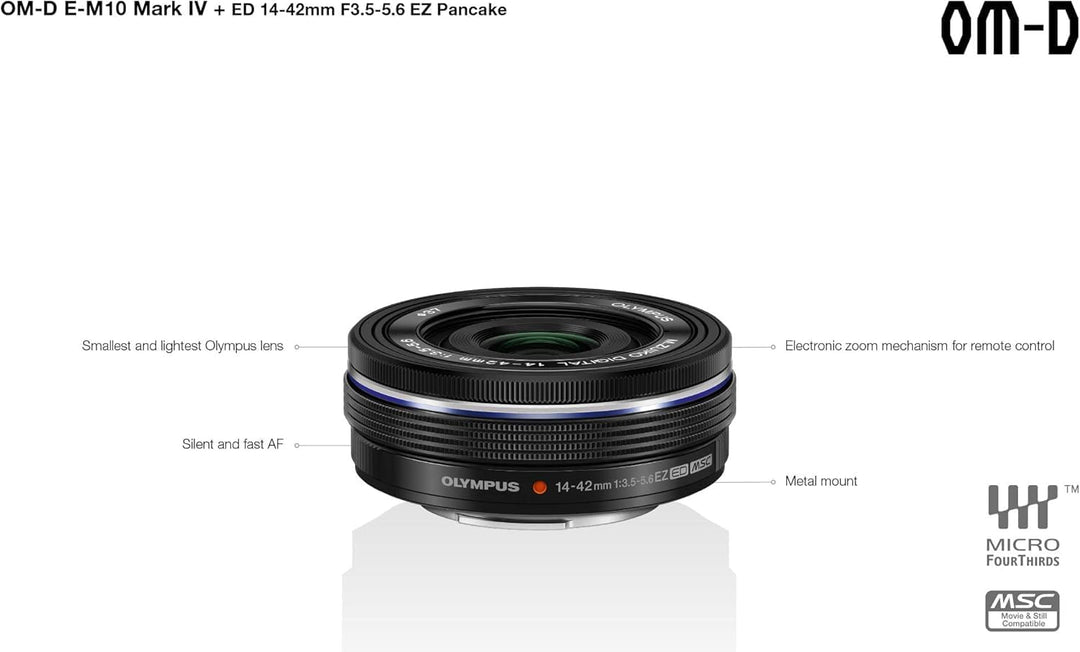 Olympus OM-D E-M10 Mark IV Micro-Four-Thirds-Systemkamera-Kit, 20 MP Sensor, 5-Achsen-Bildstabilisat